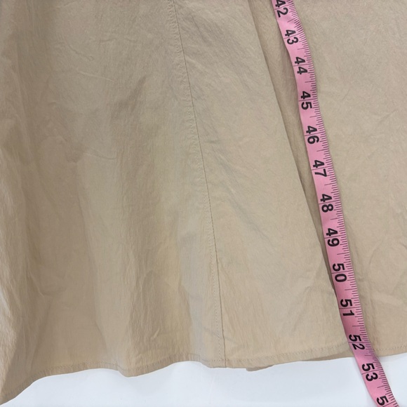 Anthropologie || Sleeveless V-Neck A-Line Dress Seamed Midi Tan 14 - Picture 8 of 9